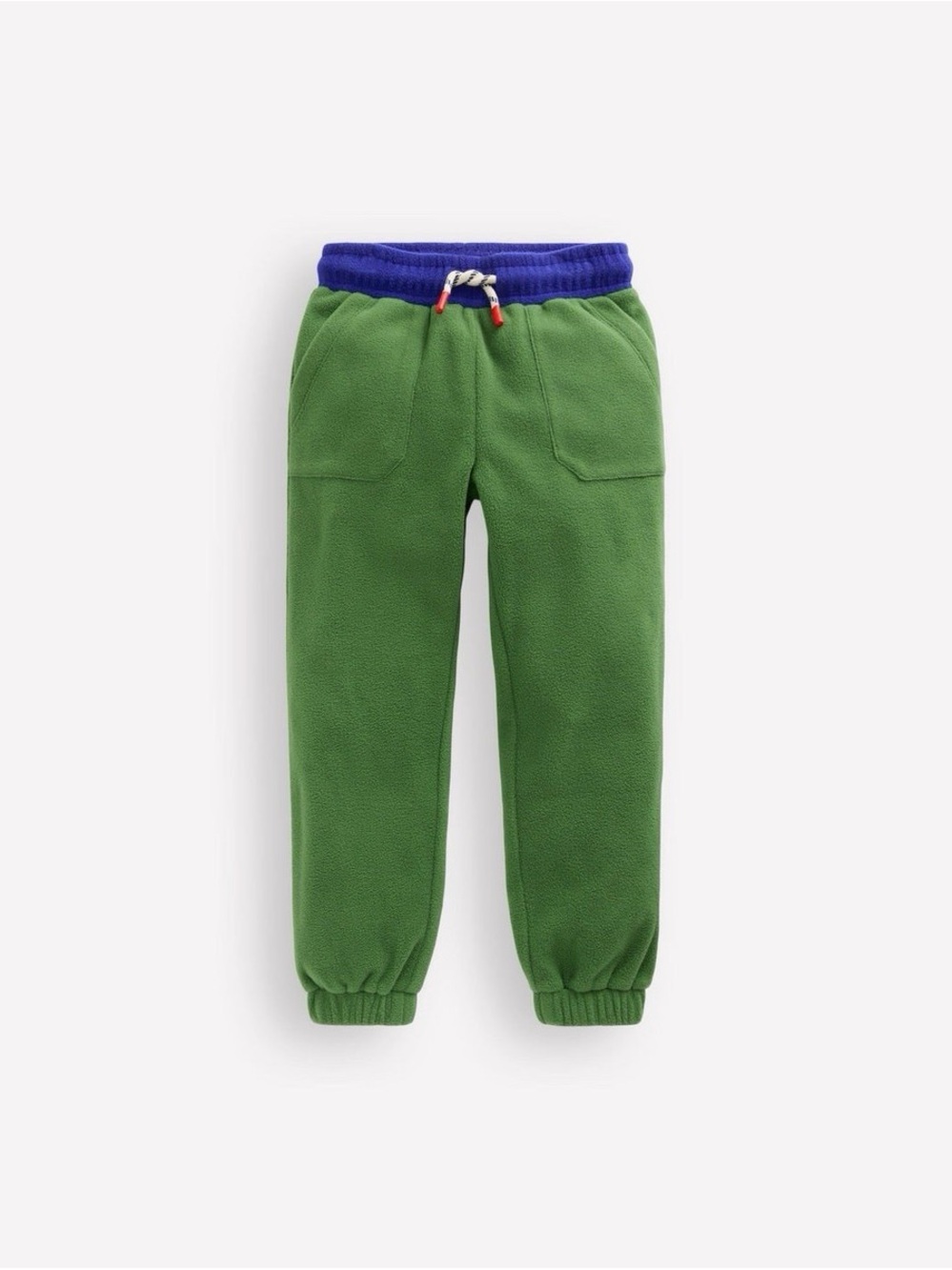 Mini Boden Green Fleece Joggers with Blue Waistband